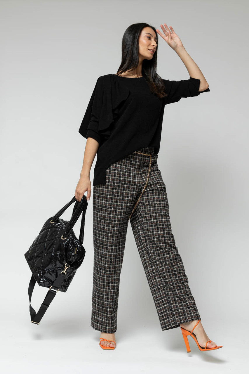 Black Shoulder Frill Top
