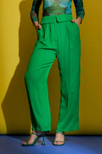 Green Silky Paperbag Pant