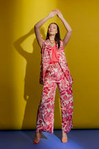 Red Floral Cleo Belt Pant Red Floral