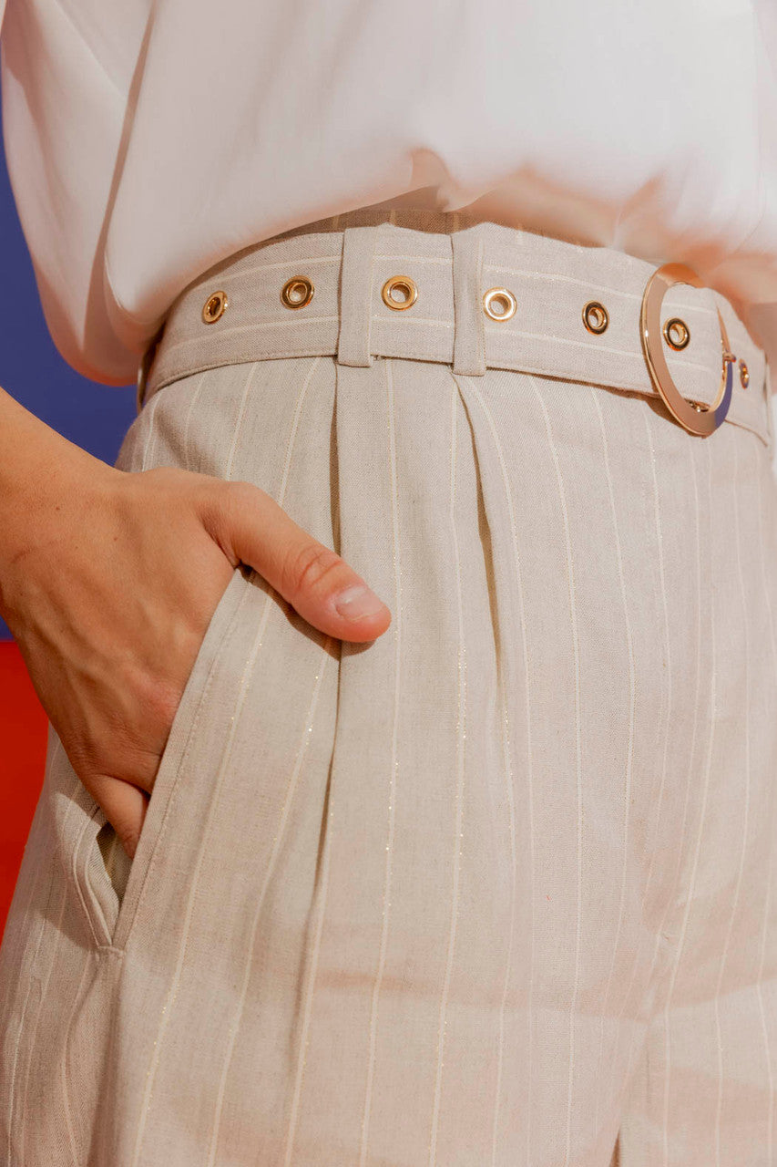 Natural Stripe Linen Cleo Pant