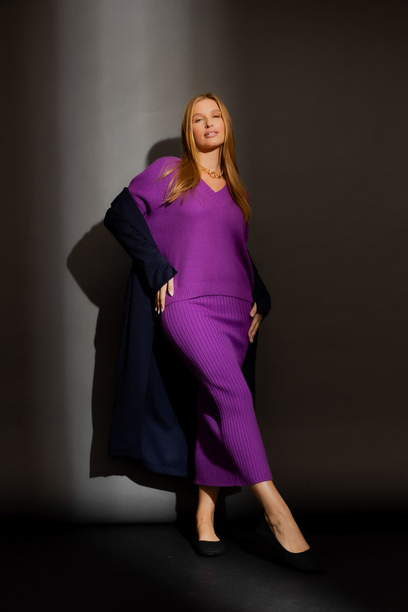 Purple Slouch V Neck Jumper Purple S/M