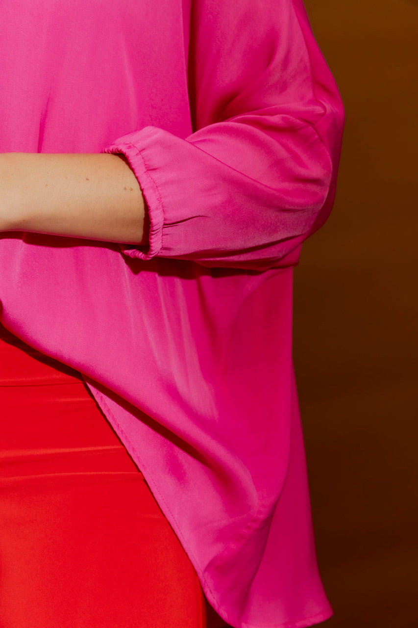 Pink Silky Hi-Lo Top
