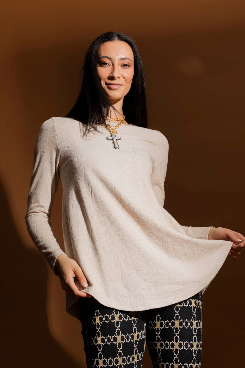 Oatmeal Bell Long Sleeve Top