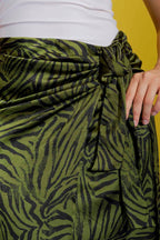 Khaki Silky Knit Front Skirt