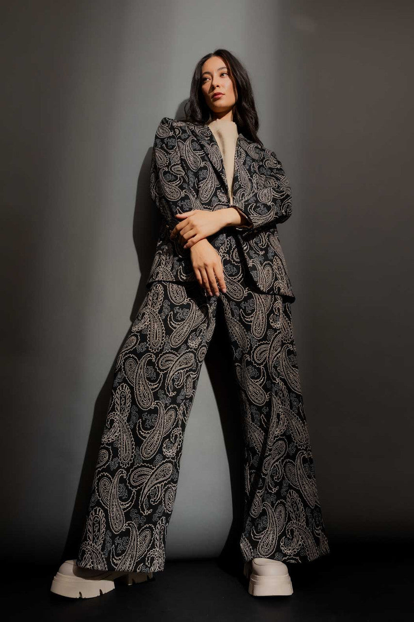 Black Paisley Jet Culotte