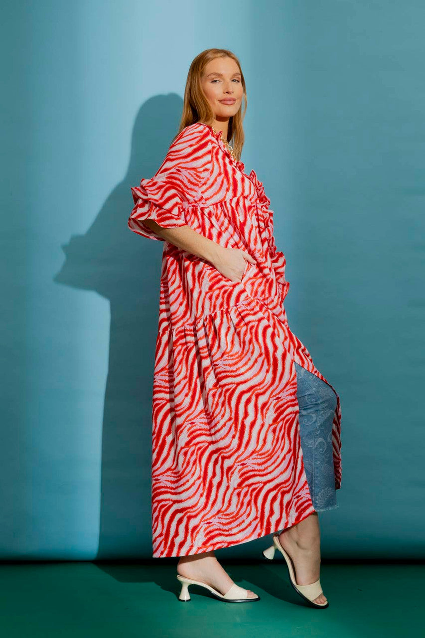 Red/pink Ruffle Dress