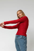 Red Lurex Basic Top