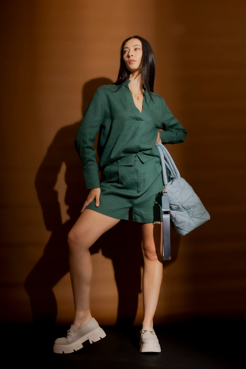 Sage Luxury Linen Blogger Shirt