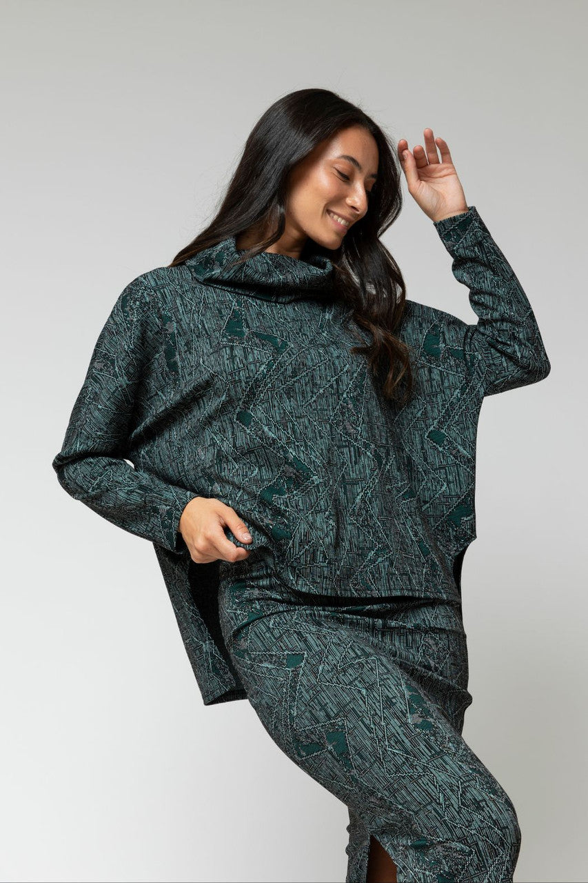 Jade Jacquard Gigi Roll Neck Jumper - Sale