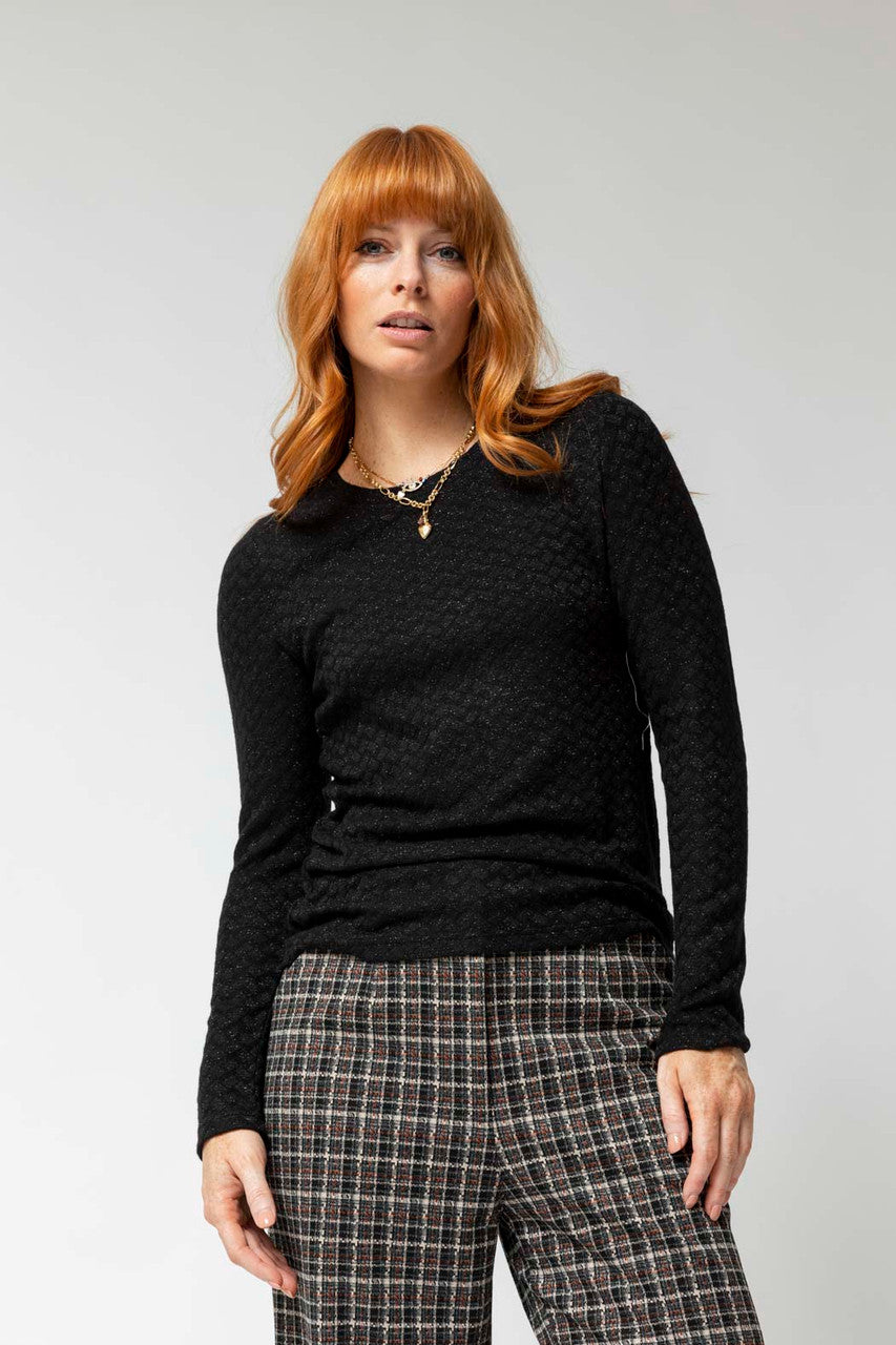 Black Lurex Basic Top