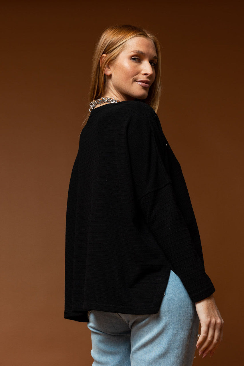 Black Diamante Crew Jumper