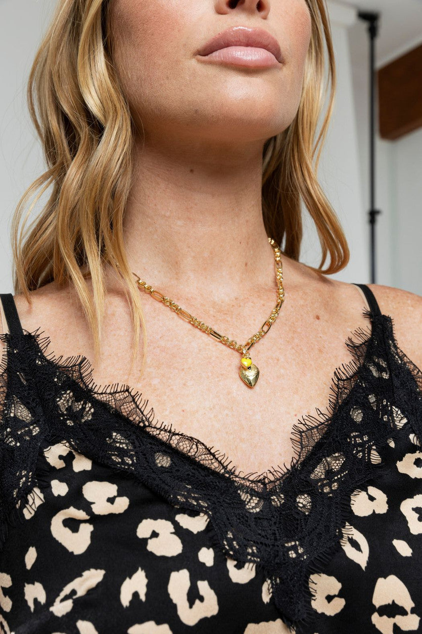 Gold Plated Chain Diamante Necklace S