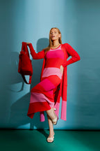 Pink / Hot Pink / Red Stripe Rib Dress