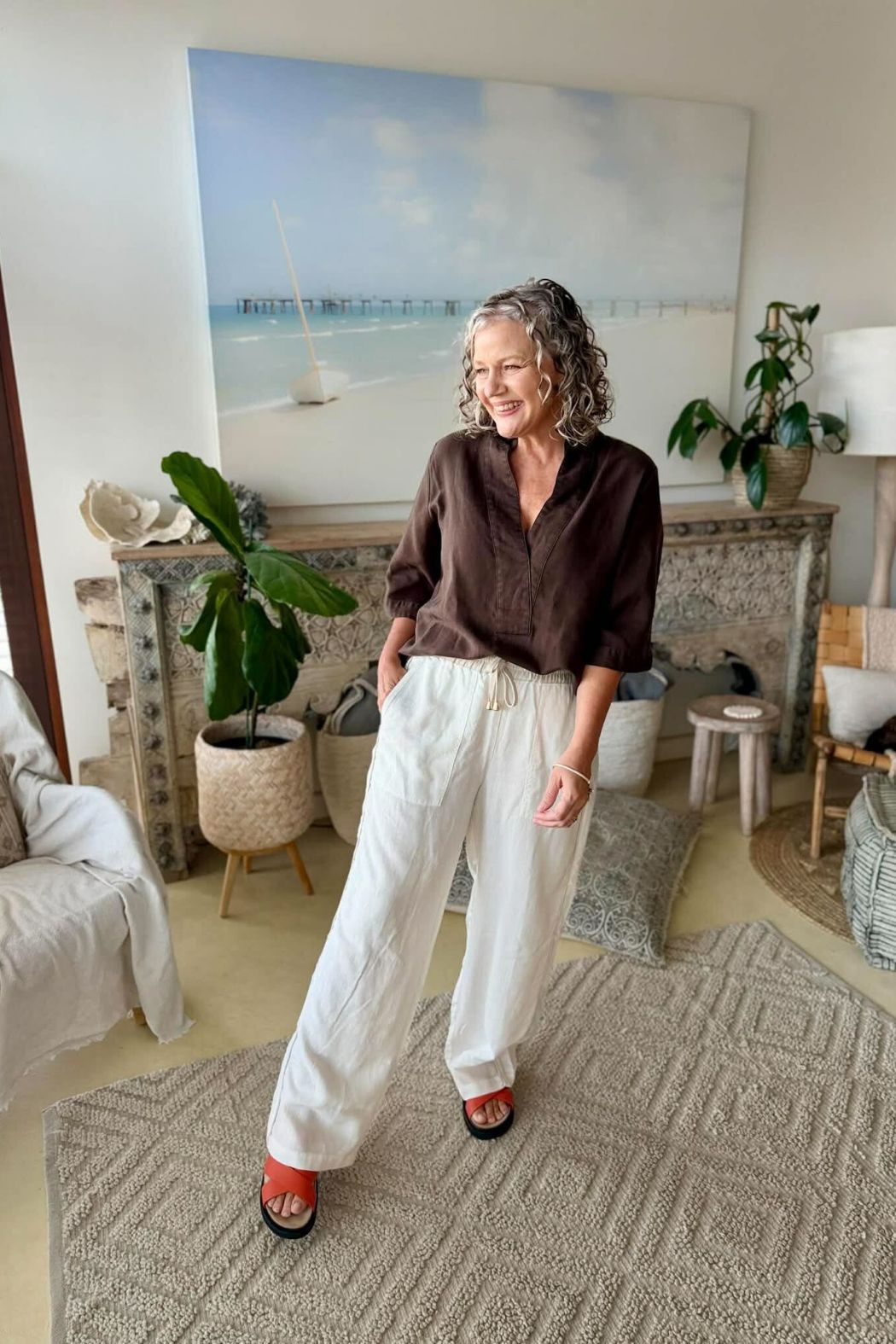 White Washed Linen Pocket Pant