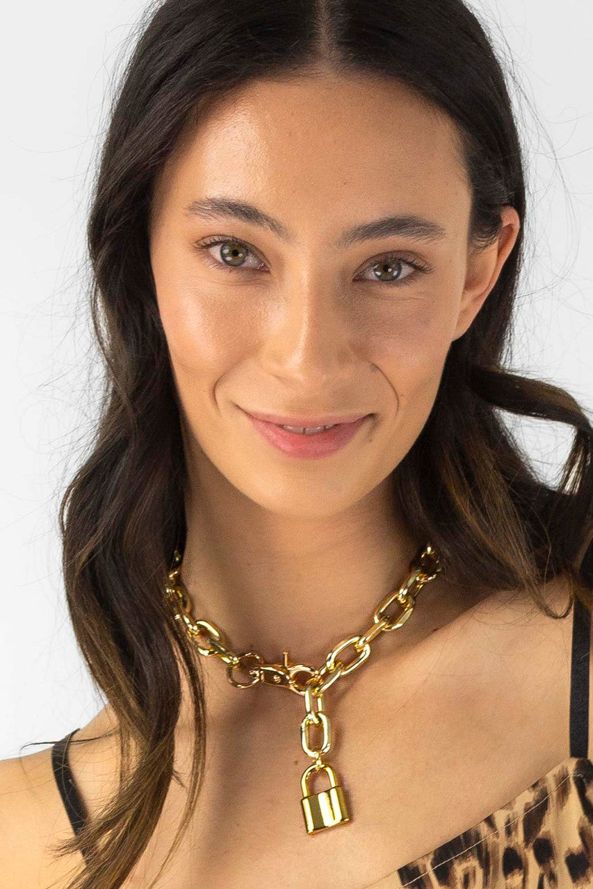 Gold Padlock Necklace