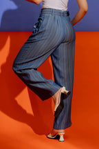 Denim Self Stripe Cleo Pant