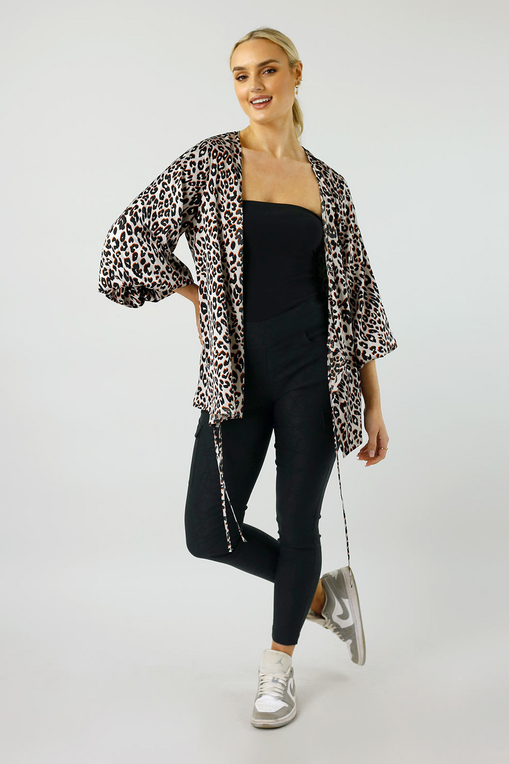 Silver Animal Silky Wrap Top - FINAL SALE