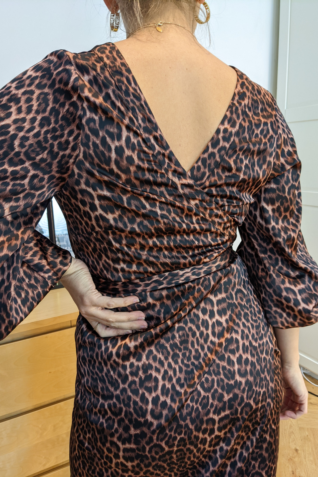 Brown Leopard Silky Wrap Dress - Final Sale
