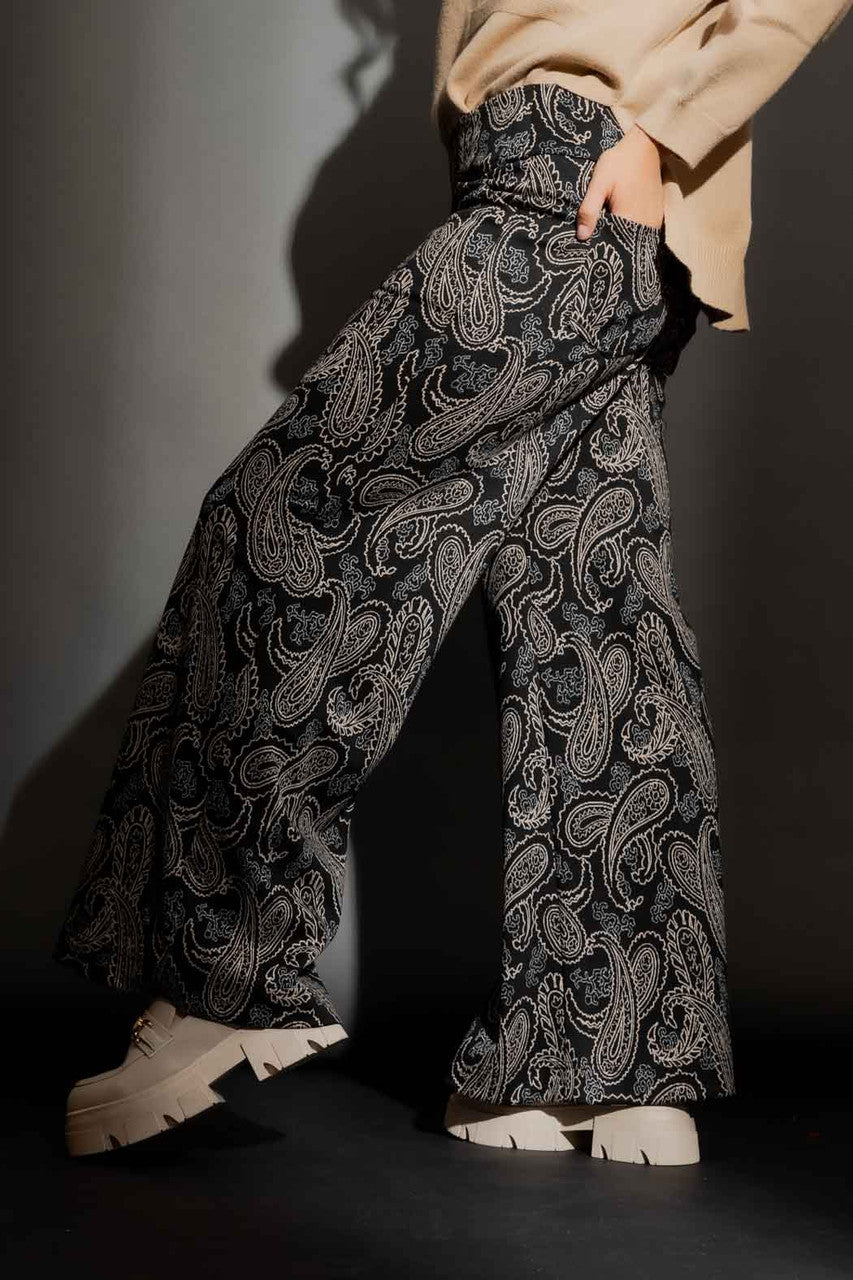 Black Paisley Jet Culotte