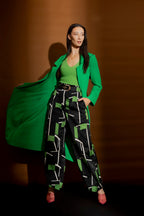Black/Green Cleo Belt Pant