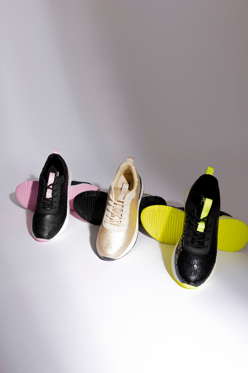 Neon/Black Sequin Sneaker