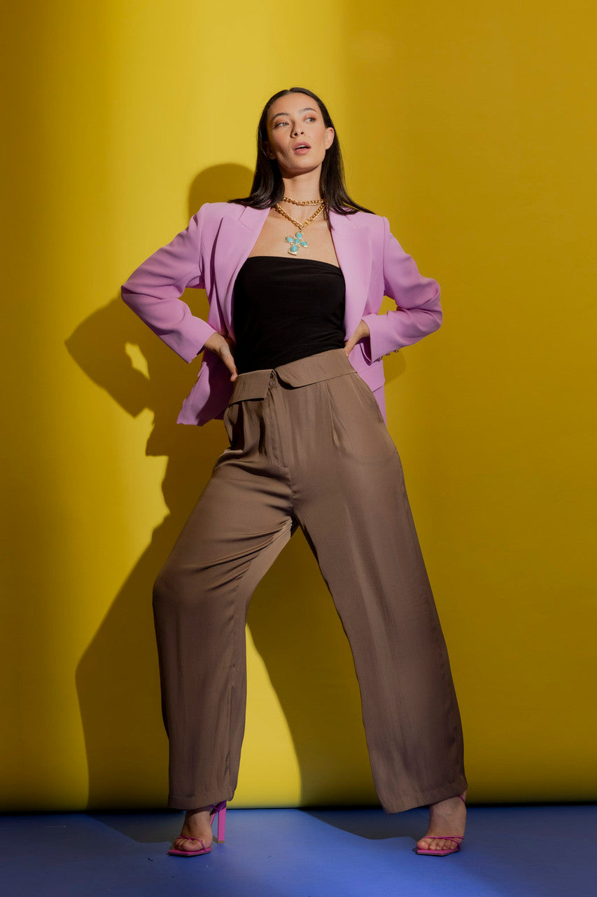 Cocoa Silky Paperbag Pants