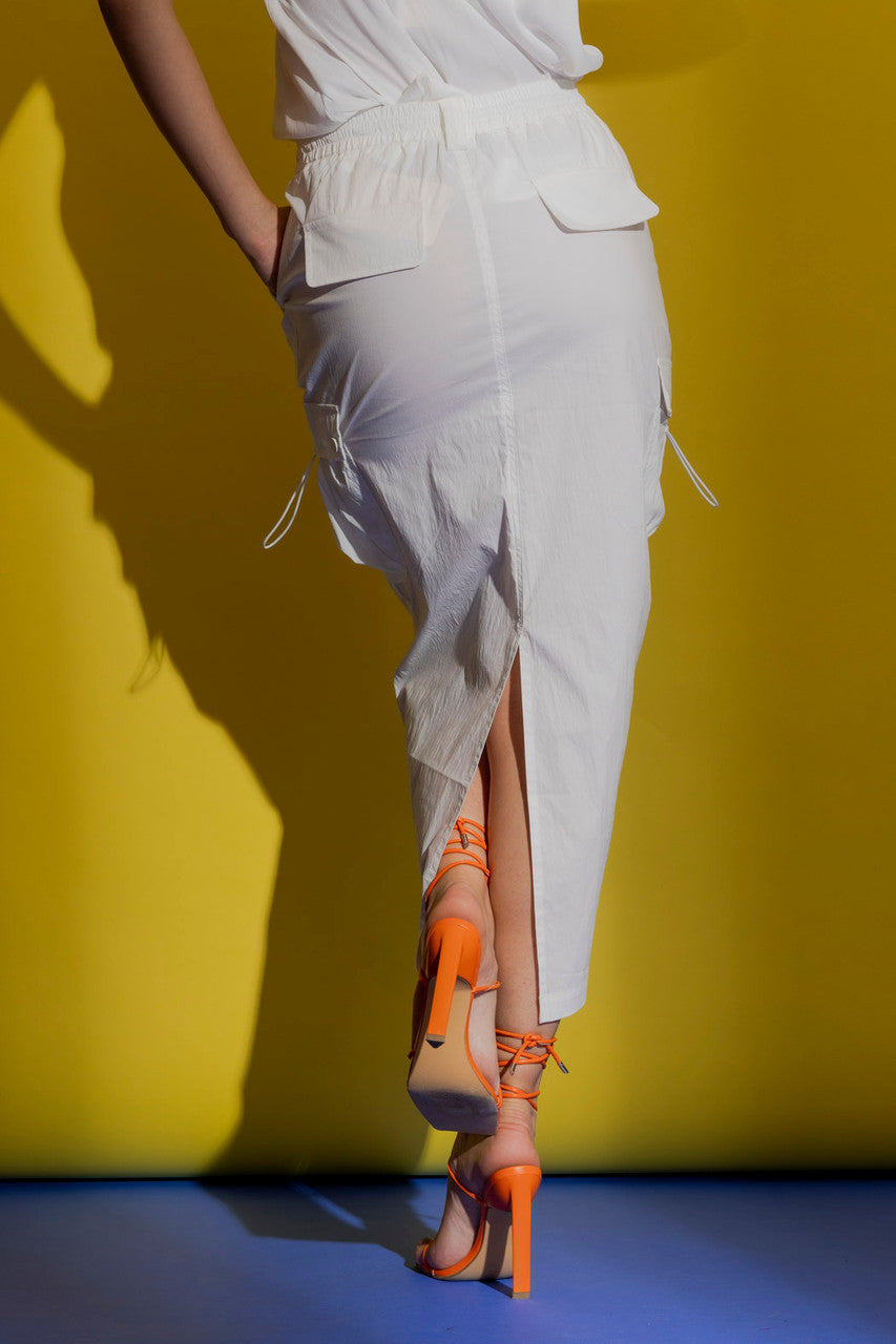 Ivory Parachute Cargo Skirt