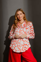 Orange/White Silky Asana Shirt