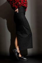 Black Stripe Lurex Zip Skirt Black Stripe