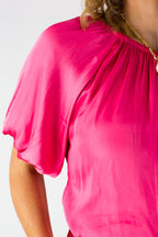 Hot Pink Silky Off Shoulder Top - FINAL SALE