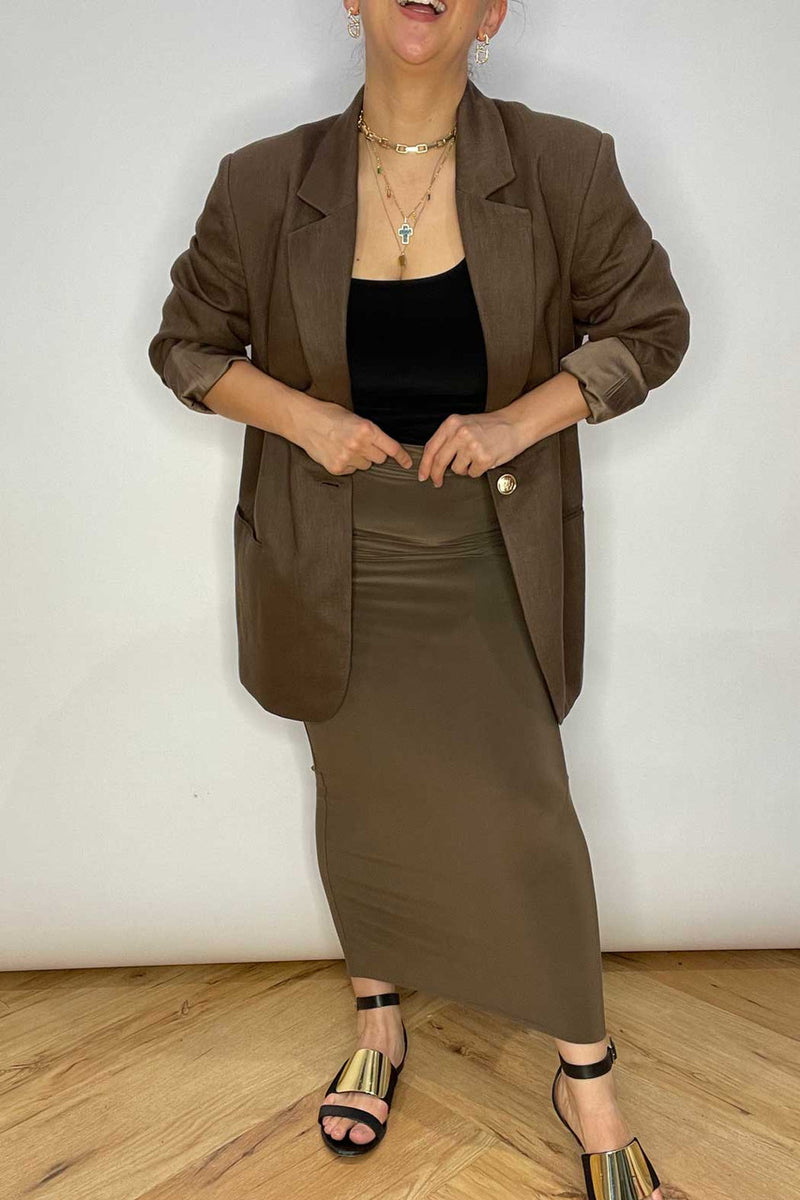 Mocha Jersey Tube Skirt