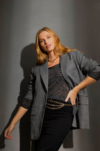 Grey Check Lurex Oversized Blazer Grey Check