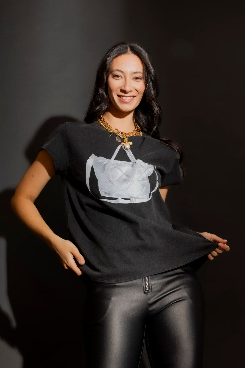 Charcoal Washed Handbag T-Shirt