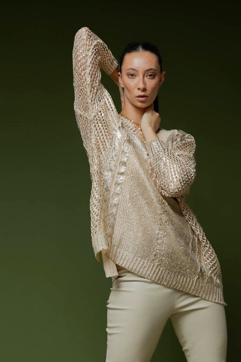 Gold Foil Crochet Jumper