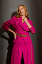 Pink Textured Midi Sisca Blazer