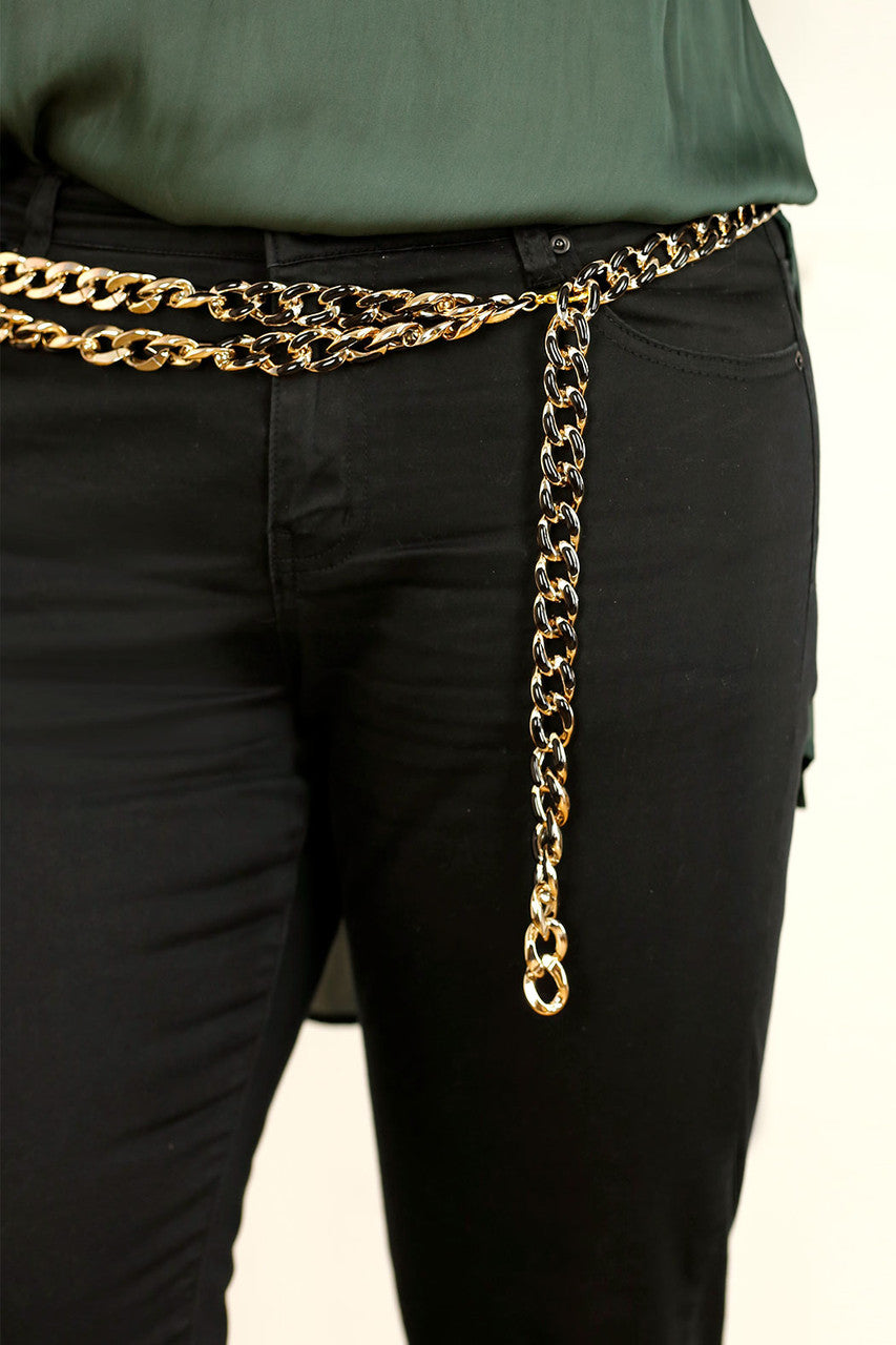 Black and Gold Chain Belt - SALE