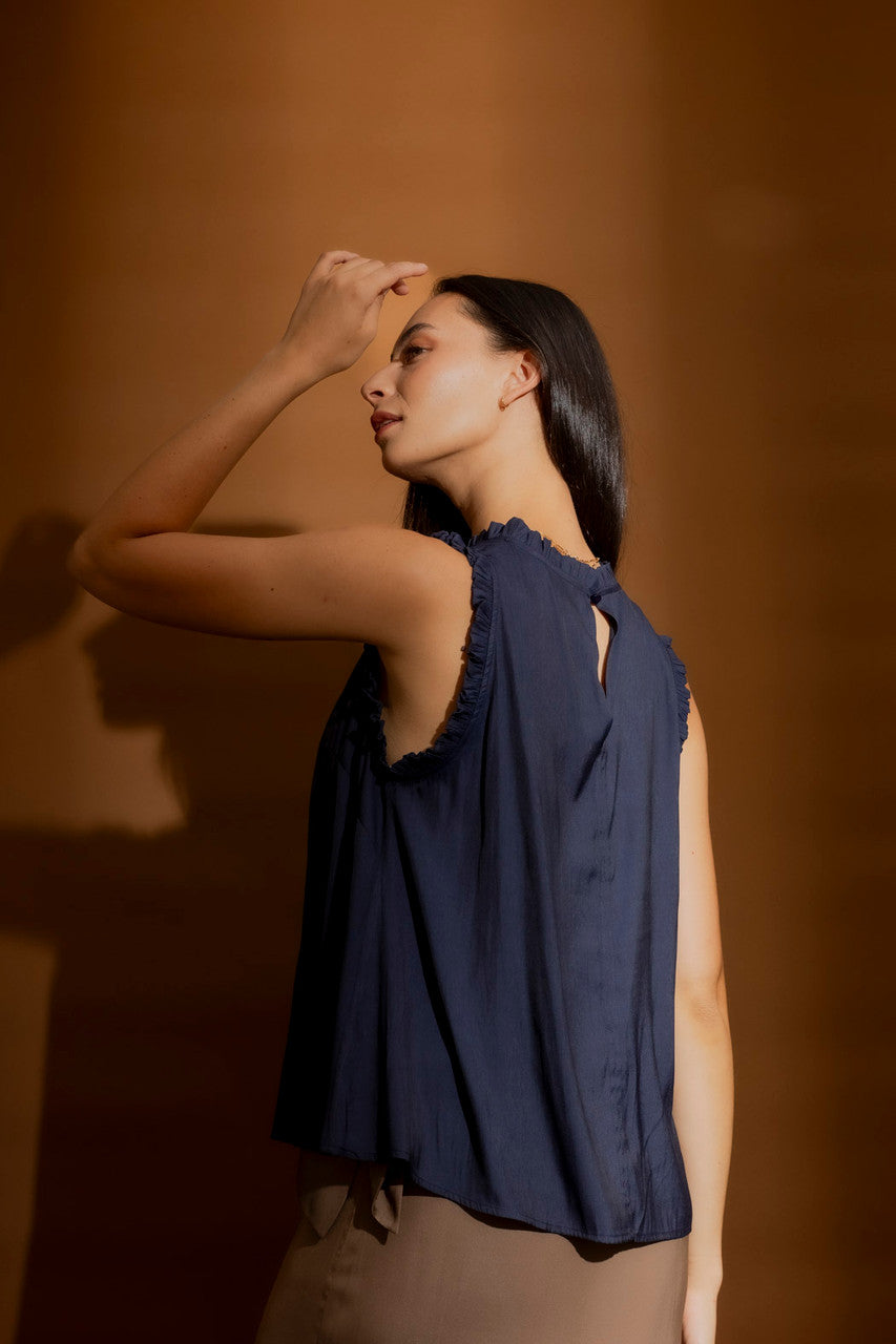 Navy Ruffle Cami