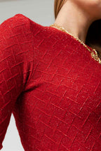 Red Lurex Basic Top