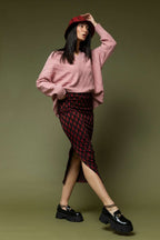 Dusty Pink Diamond V Neck Jumper