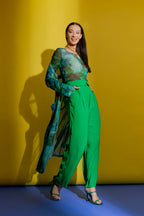 Green Silky Paperbag Pant