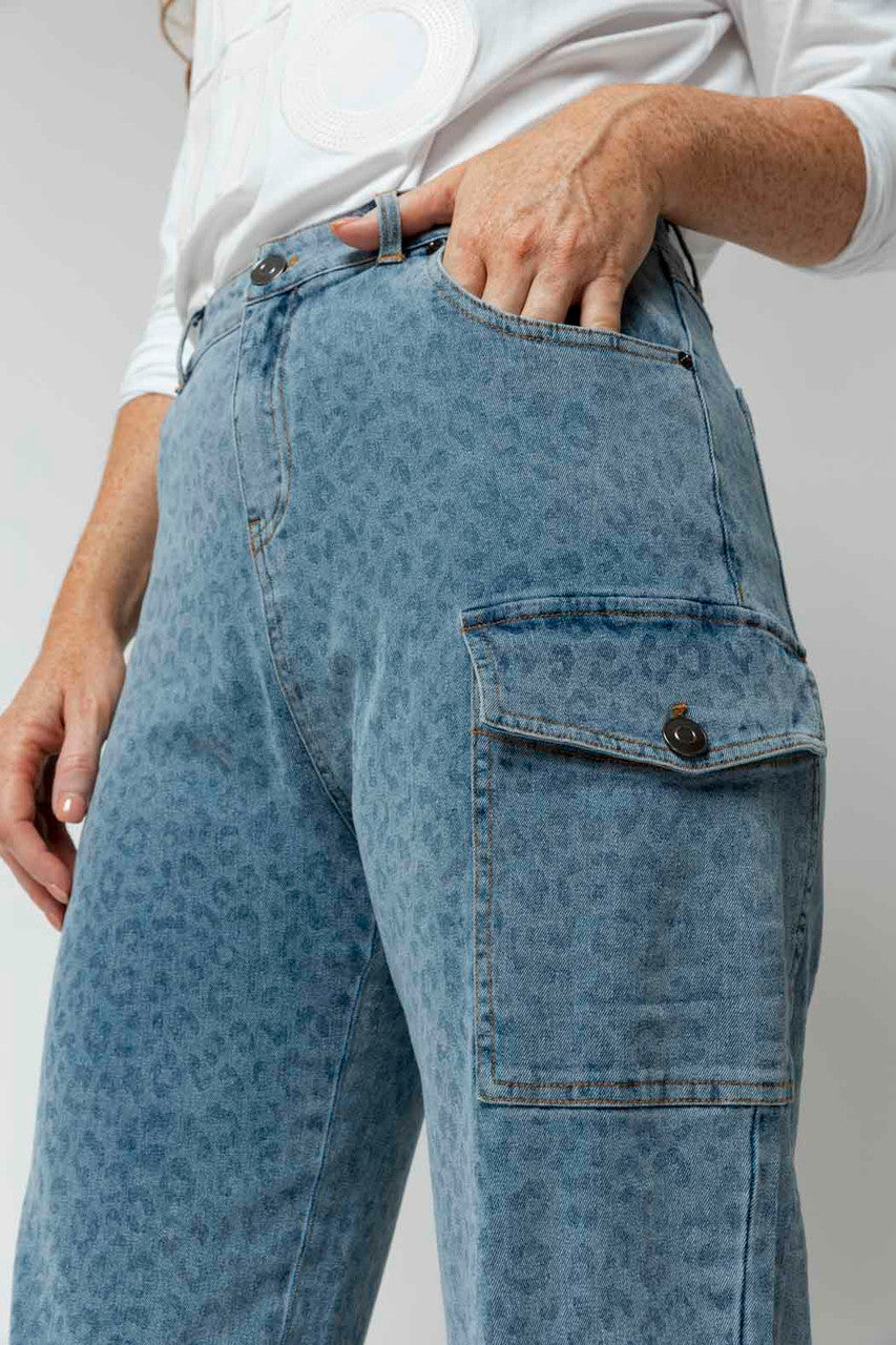 Light Chambray Animal Cargo Jeans