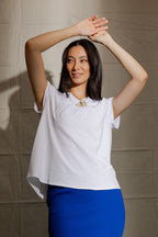 White Motto Embroidered T Shirt