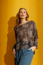 Charcoal Paisley Chiffon Top