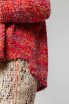Red Speckle Fluffy V Neck Jumper