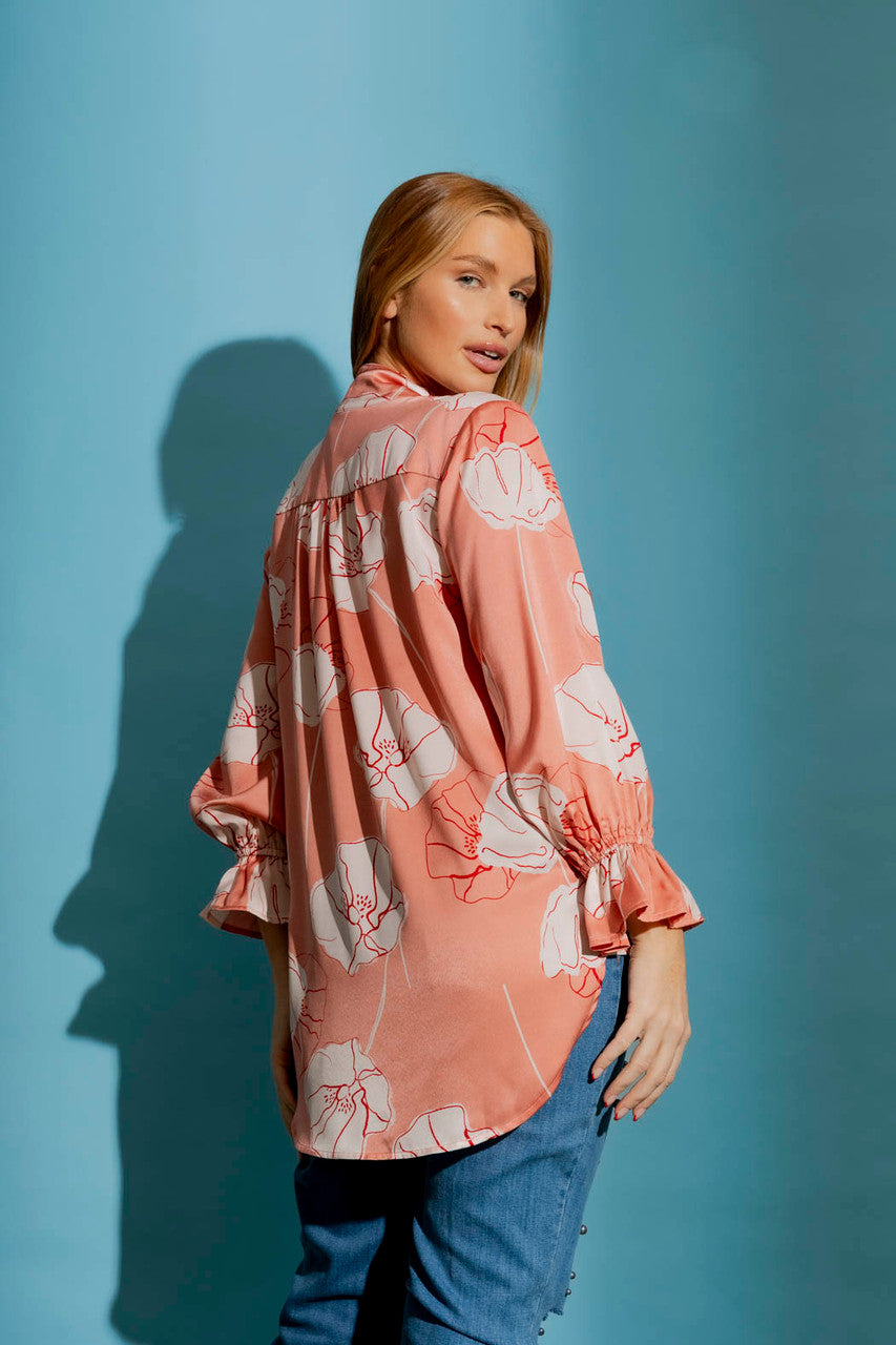 Peach Floral Femme Blogger Shirt