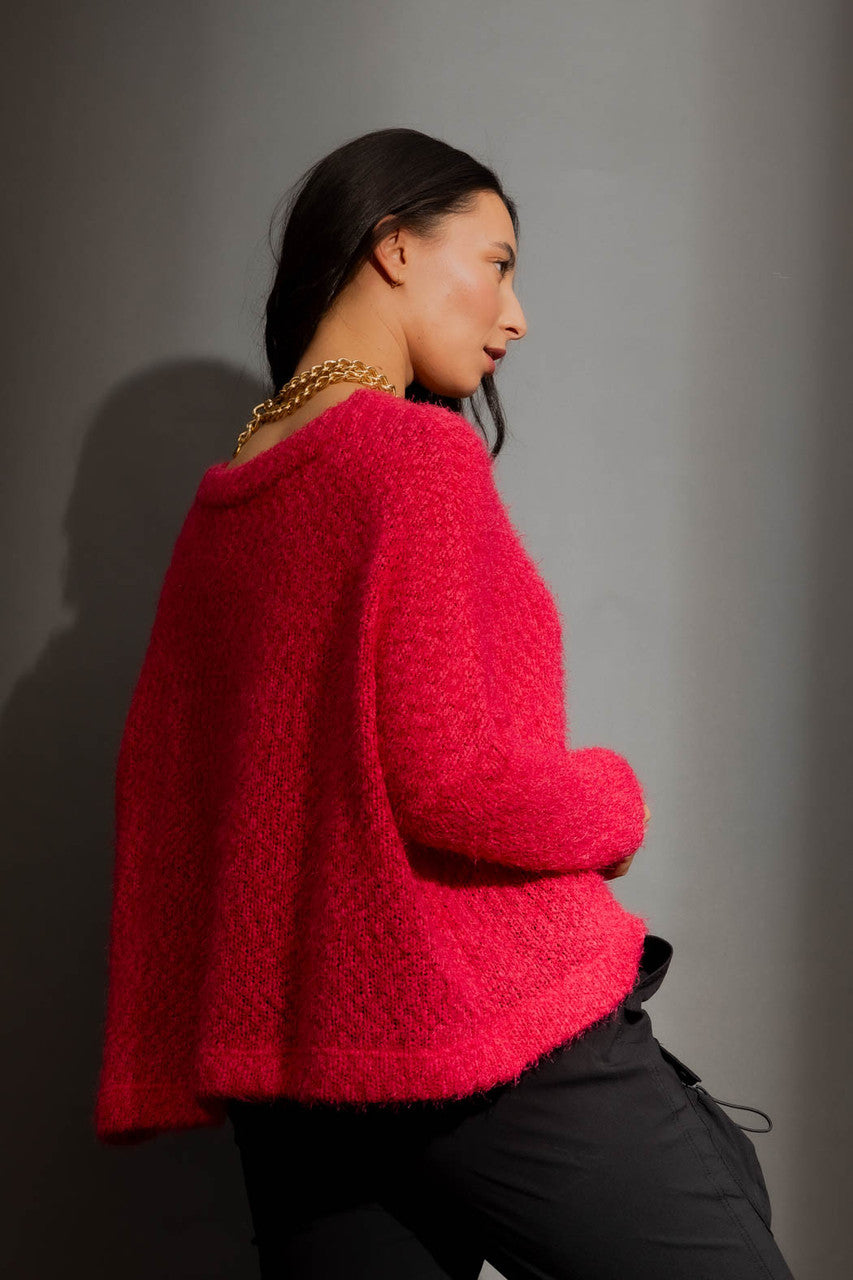 Raspberry Fluffy Wonder Cardigan