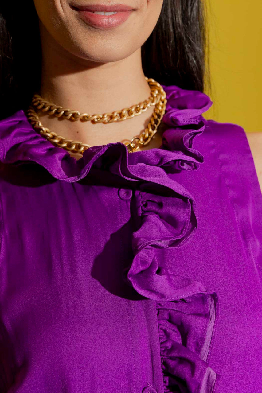 Magenta Double Ruffle Cami