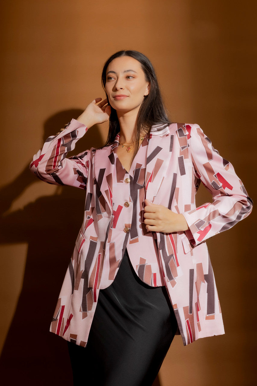 Pink Shapes Print Blazer Pink Shapes