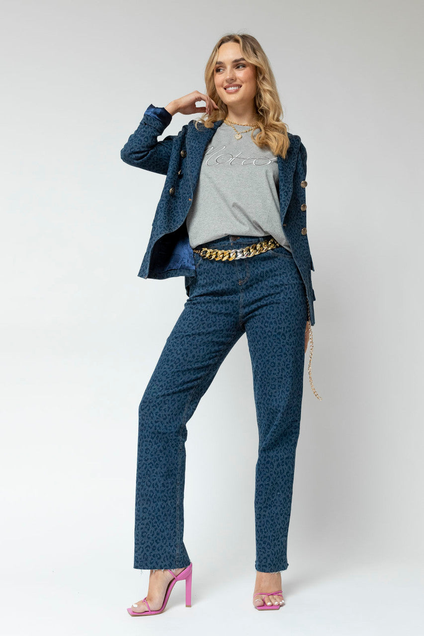 Mid Chambray Animal Jean