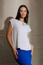 White Motto Embroidered T Shirt